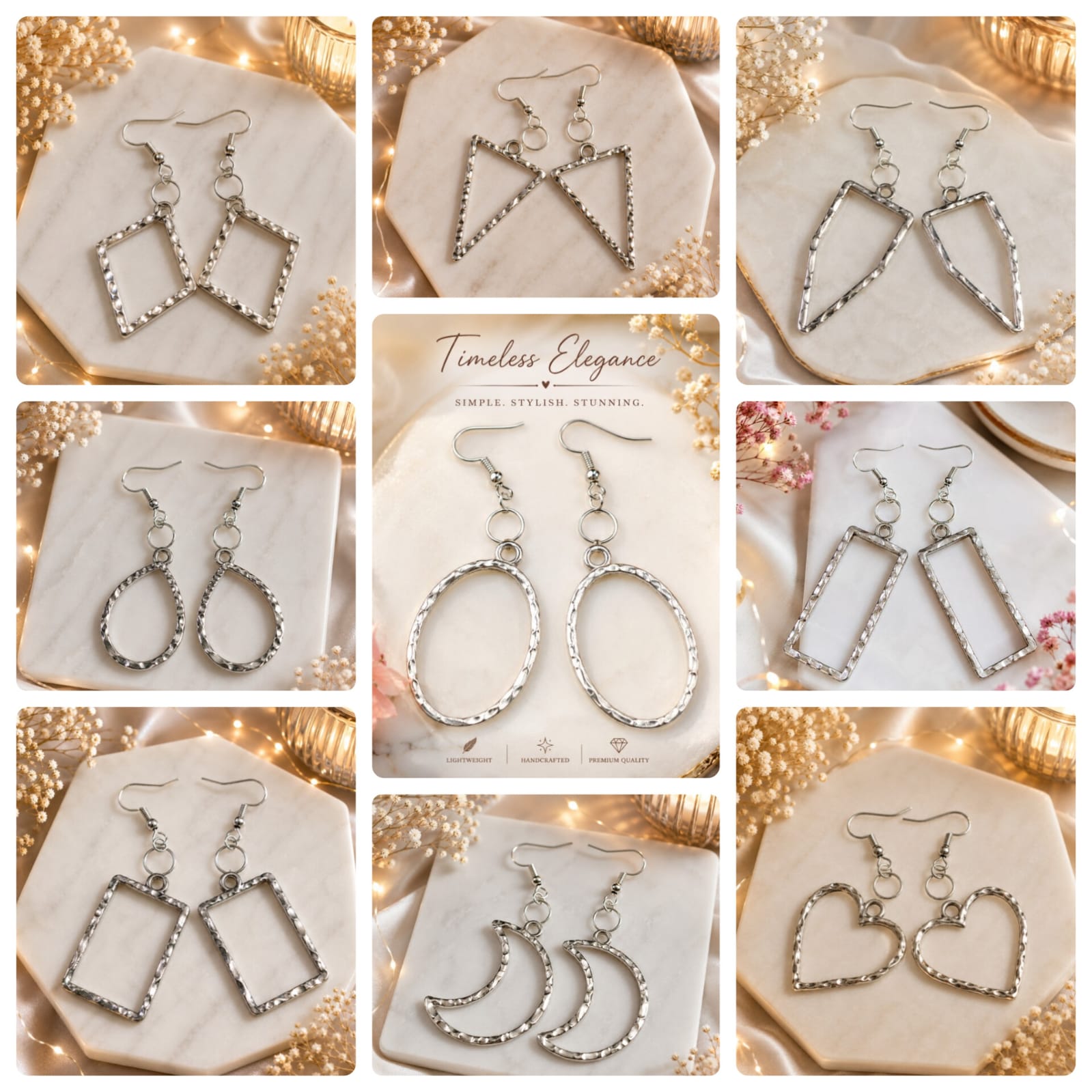 Oxidised Silver Bezels Earrings
